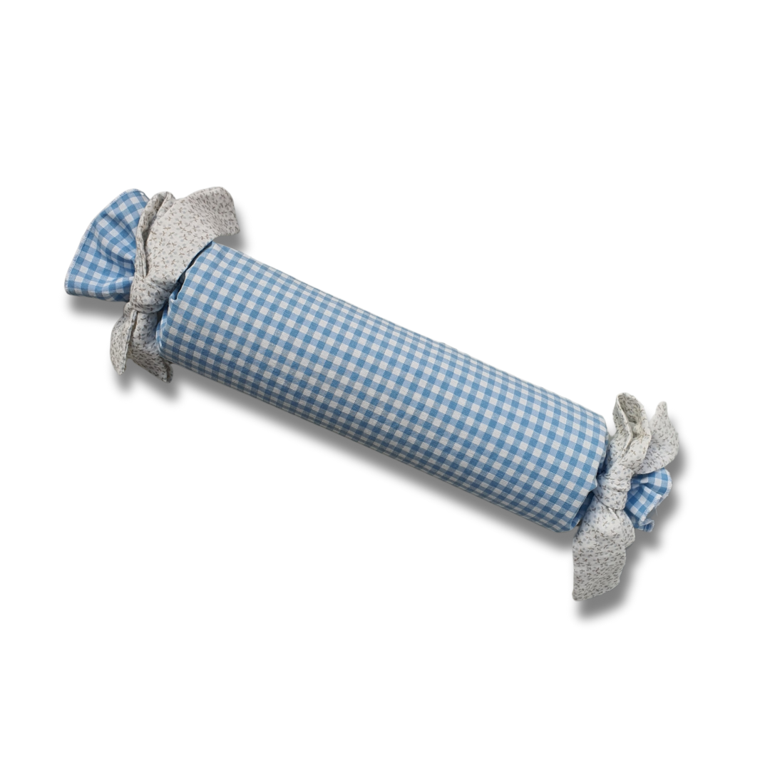 OUTLET. Caramelo Antivuelco Vichy Pequeño Azul con lazos Estampado 1