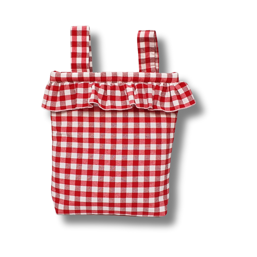 OUTLET. Bolso Melodía Vichy Grande Rojo con volante