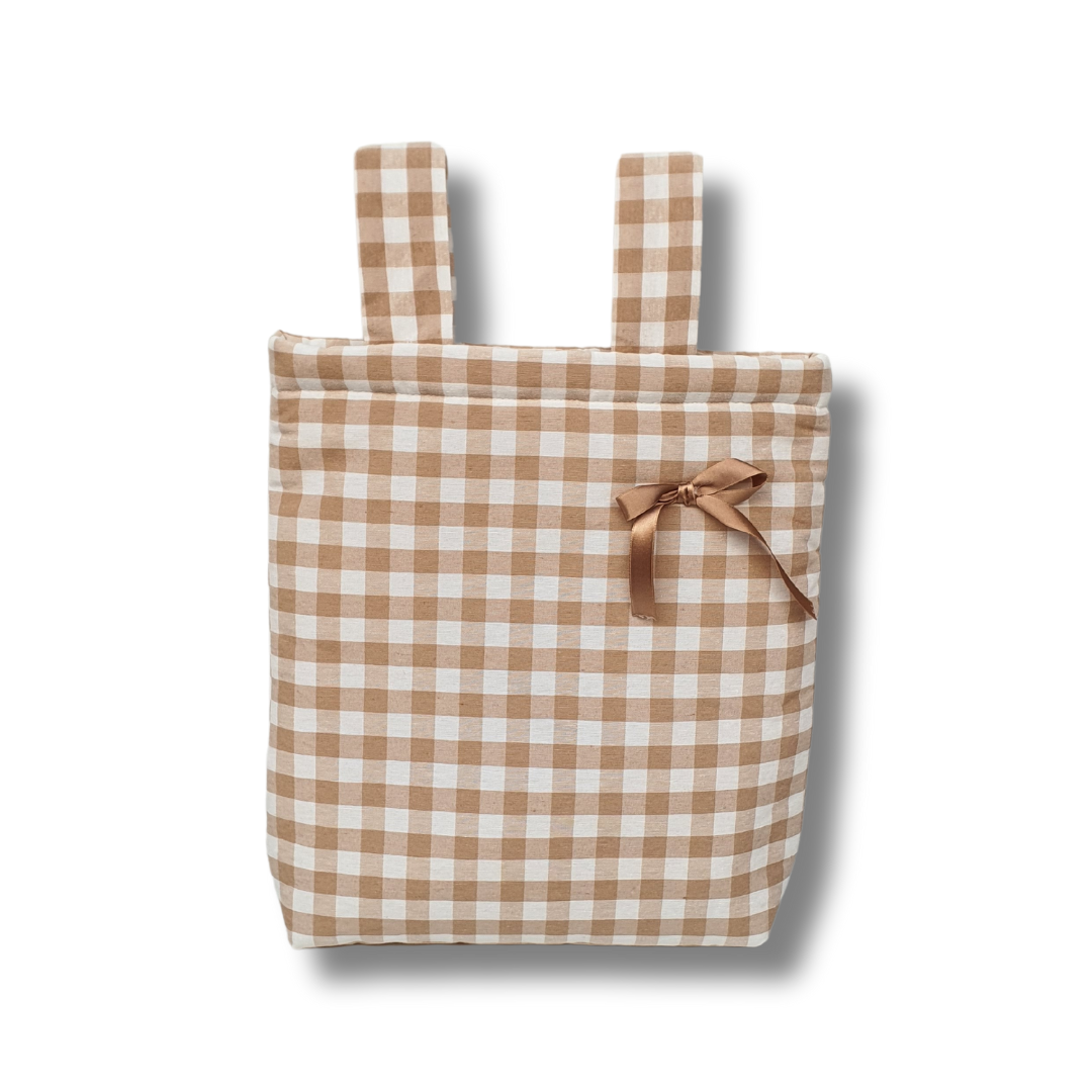 OUTLET. Bolso Melodía Vichy Grande Beige con lazo