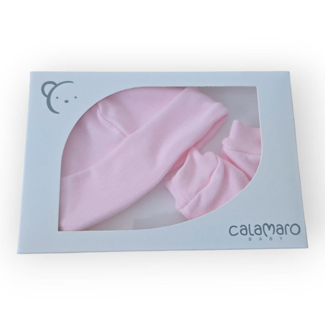 Conjunto Gorrito + Manoplas Calamaro Rosa