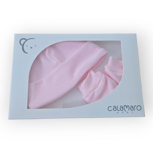 Conjunto Gorrito + Manoplas Calamaro Rosa