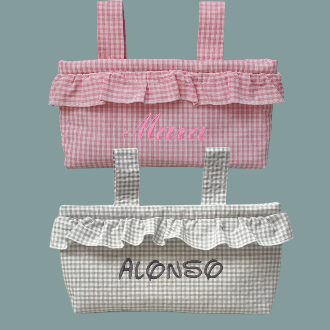 Conjunto Funda Volante Medio + Bolso Mimoso Vichy Pequeño Volante